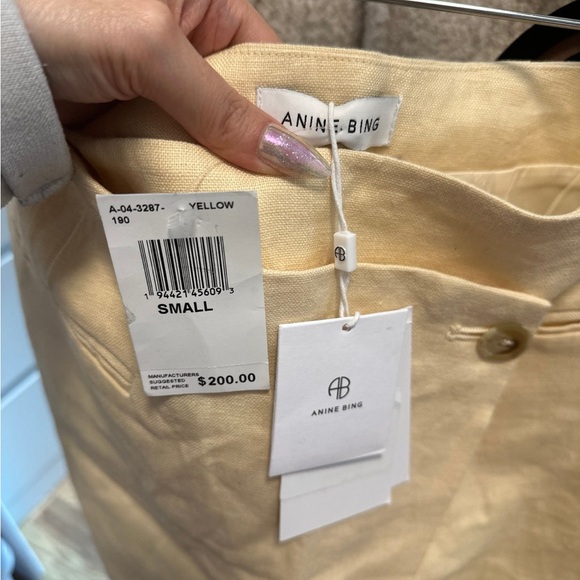 Anine Bing Linen yellow skirt size small -NWT retail $200 - Picture 5 of 11